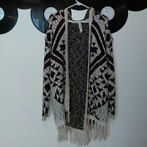Aeropostale Bethany Mota hooded woven fringe cardi